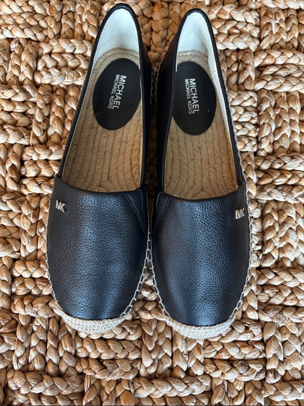 MICHAEL Michael Kors Black and Natural Espadrille Slip-On size 8